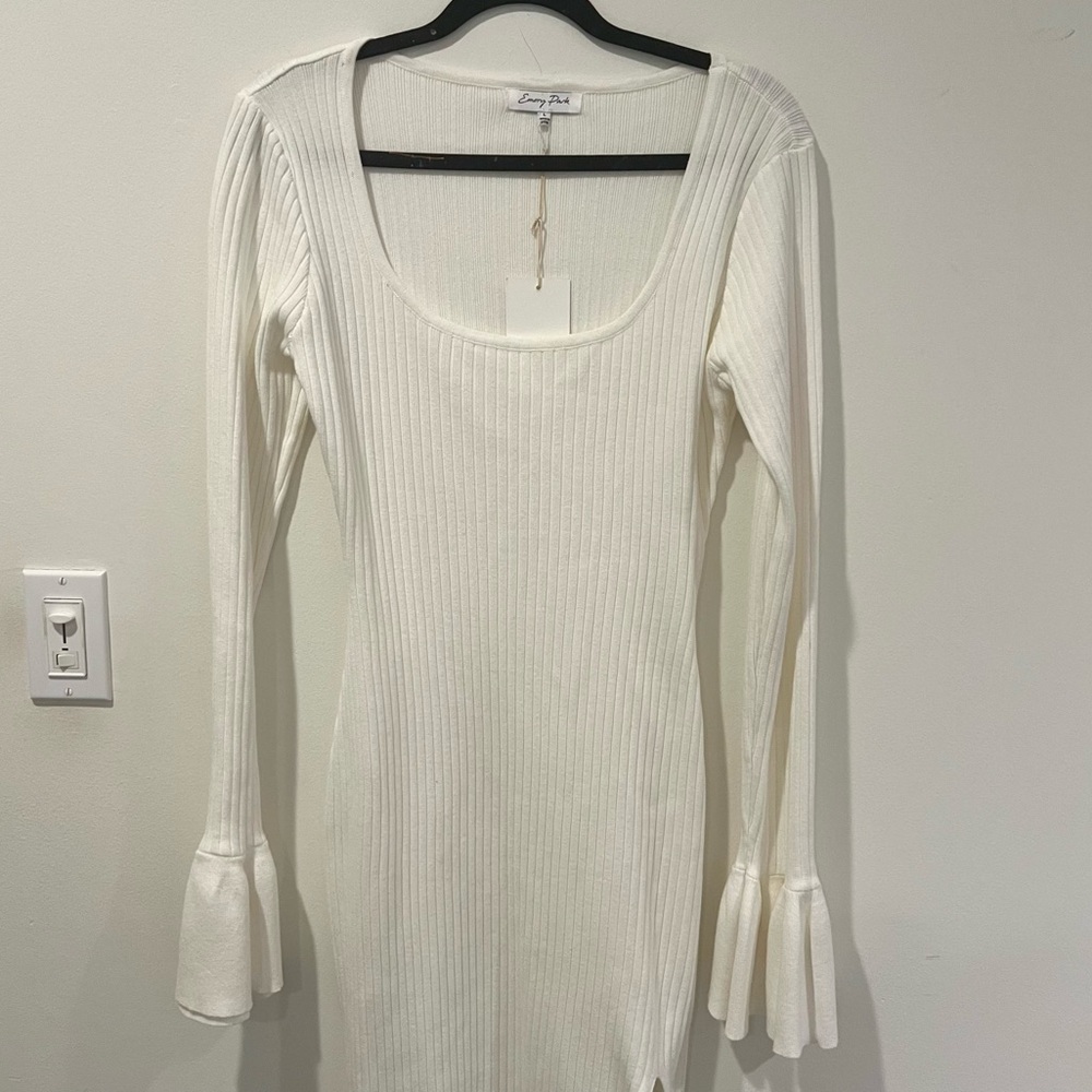 Emory Park White Ribbed Midi/Maxi Sweater Dress
